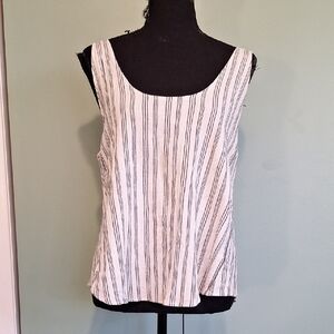 Rag & Bone 100% Cotton Black And White Striped Zipper Back Tank Top Size Large